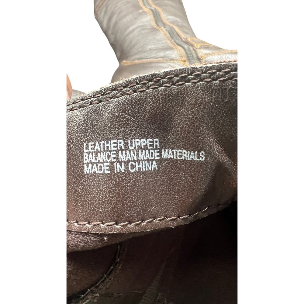 🤎b.o.c Born US 8 Brown Leather Tall Boots Buckle Zip Y2K Boho Moto Western Fall - Picture 9 of 9